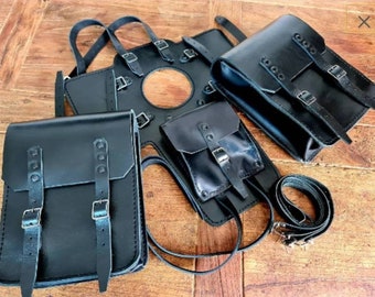 Bmw r80 gs r100 gs leather tank bags with documents holder black color Totally handmade.Hand made in Italy