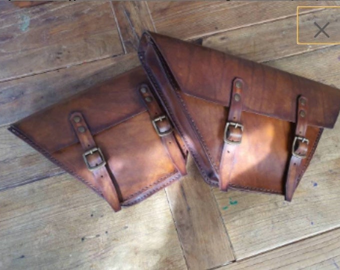 Moto Guzzi V35 V65 lethal bag right and left in aged leather café racer scrambler special
