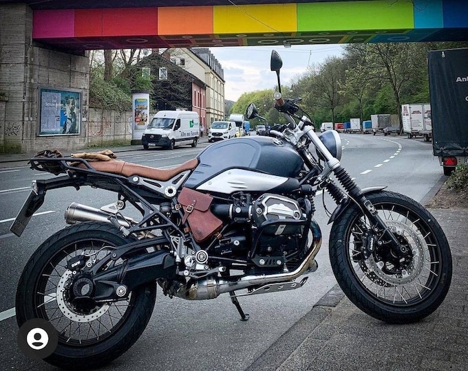 Bmw R nine T tutti i modelli, borse laterali sinistra e destra. Cuoio toscano invecchiato.