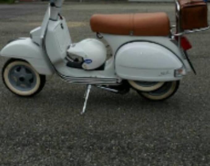 Piaggio Vespa top case in aged Tuscan leather. Hand-made in Italy.