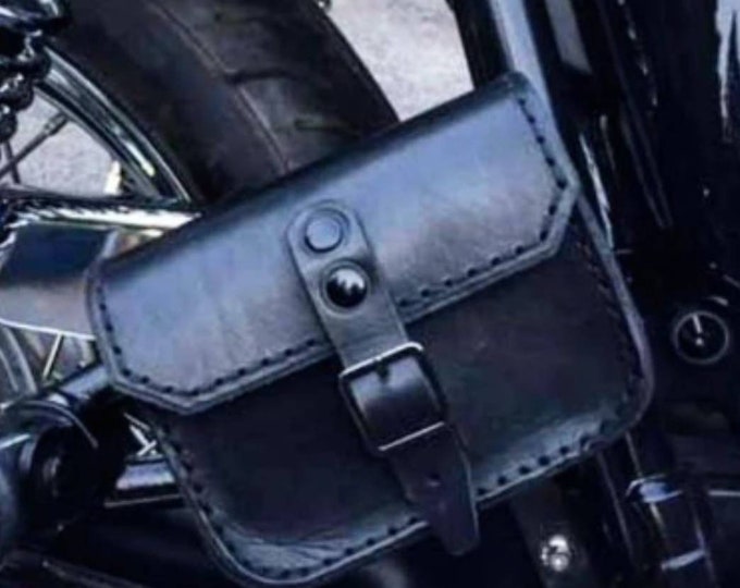 Cafe racer scrambler custom enduro. Leather pouch for ABUS GRANITE DETECTO 8077 disc lock