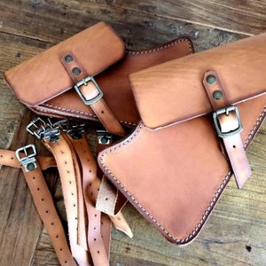 Bolsas laterales BMW R nine T, cubierta lateral izquierda y derecha. Cafe Racer, motocicleta scrambler. Color cuero natural. BMW Nine T Scrambler, Urbano