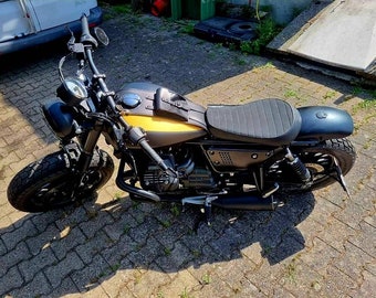 Moto Guzzi V9 black leather tank band, hand-made in Italy
