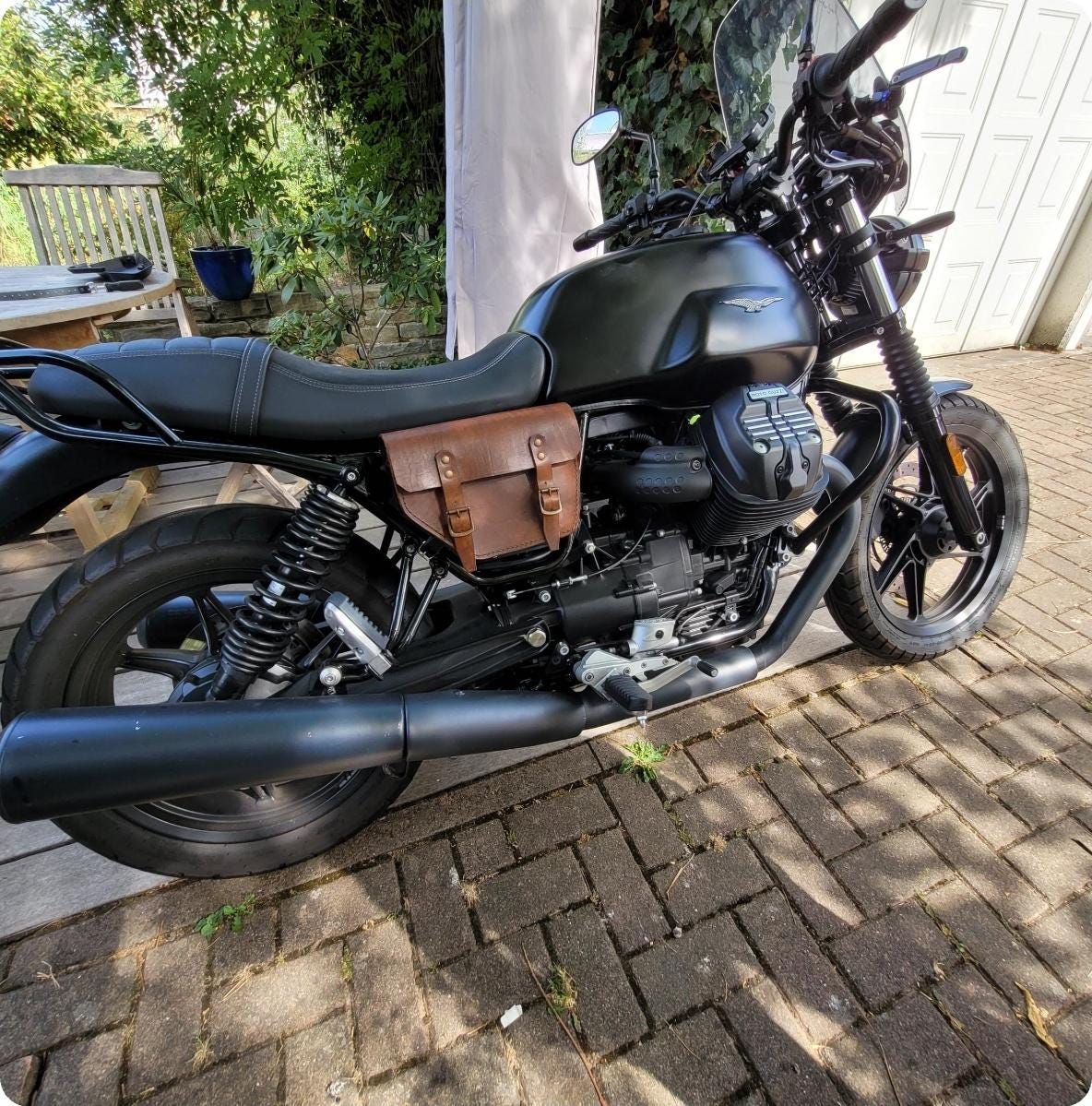 Moto Guzzi V7 Right Side Bag. Tuscan Leather. Handmade in Italy