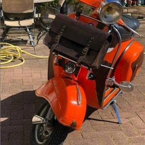 Leather top case for Piaggio Vespa front rack deep brown Motorcycle bag