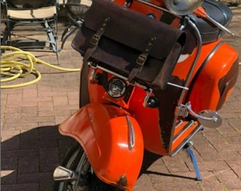 Baúl de cuero para portaequipajes delantero Piaggio Vespa marrón oscuro Bolsa para motocicleta