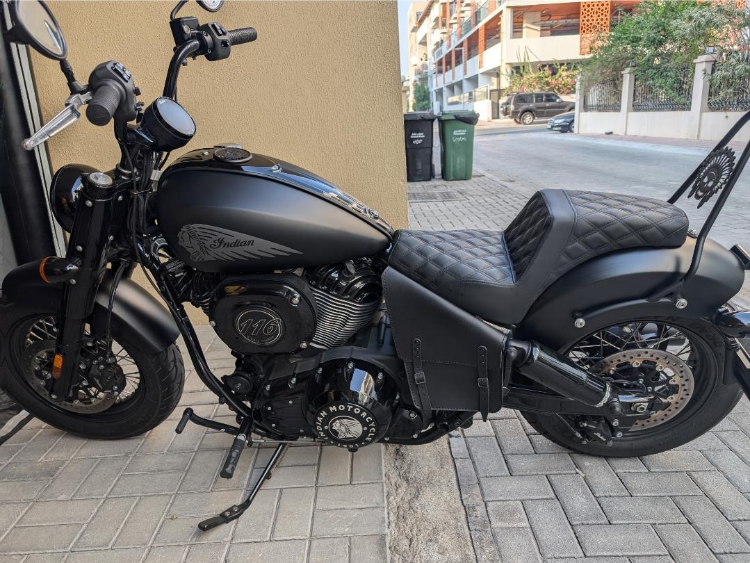 Indian Chief Bobber Side Bag Left Cafe Racer Scrambler. Leather Black
