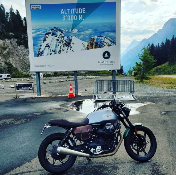 Moto Guzzi V7 850 Centenary Right Side Bag Cafe Racer Scrambler. Dark  Walnut Colored Leather -  Norway