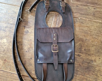 Bmw R/5 leather tank belt and documents holder Cafe Racer and Scrambler. Deep brown color Totally handmade. Hand made in Italy
