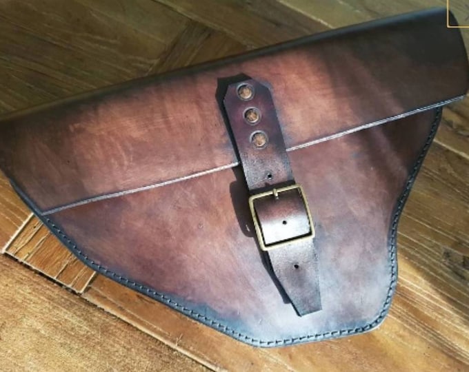 Honda cx 500 gl 500 side bag mono buckle dark walnut aged. café racer scrambler