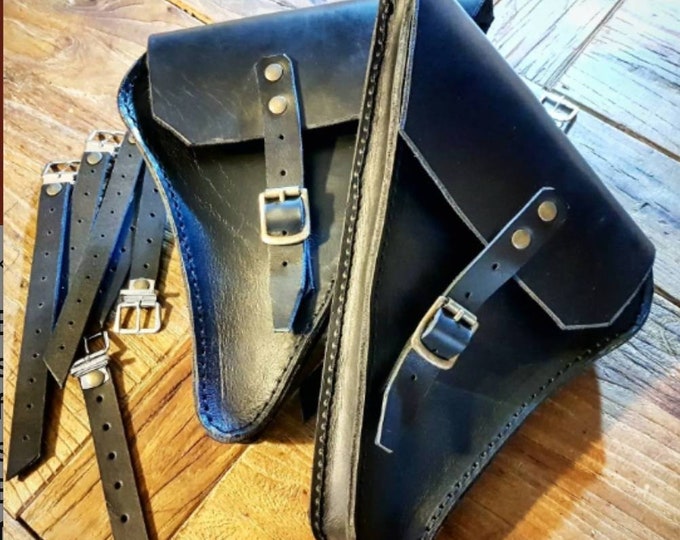 Bmw R series side bags left and right side panel cover. café racer scrambler. Leather color BLACK. bmw r100 r80 r65 r45