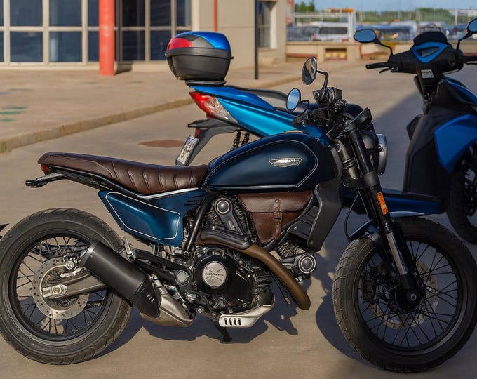 Ducati Scrambler Series Right Side Bag. Aged Walnut color.
