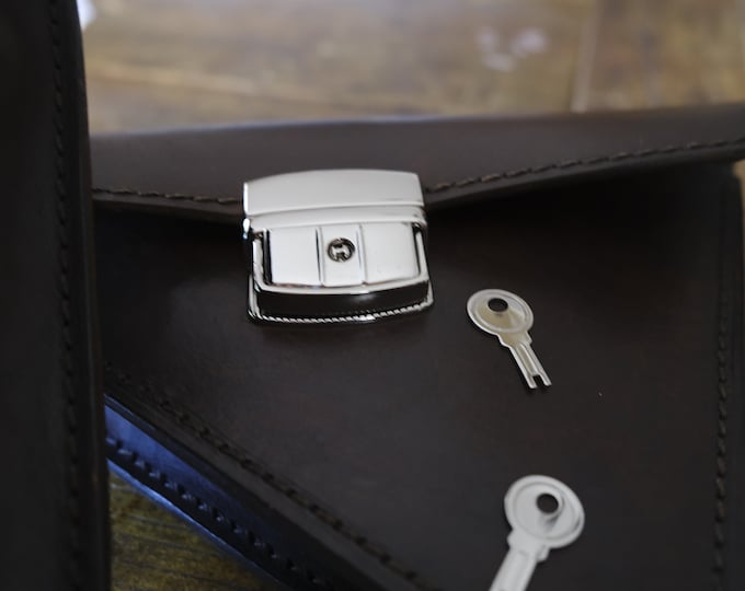 Ducati Scrambler left and right lockable side bags. Dark walnut leather.