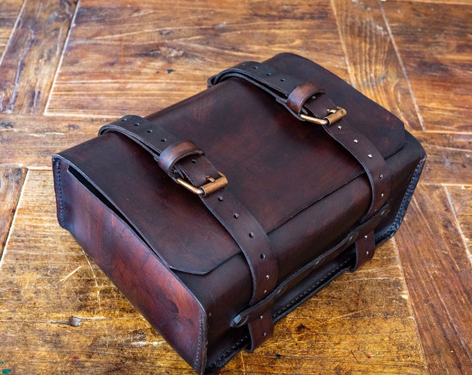 BMW R 80 G/S Paris Dakar Enduro Top Case. Dark Walnut Leather.