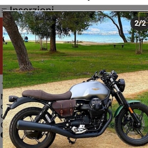 Moto Guzzi V7 850 centenario right side bag cafe racer scrambler. Dark walnut leather