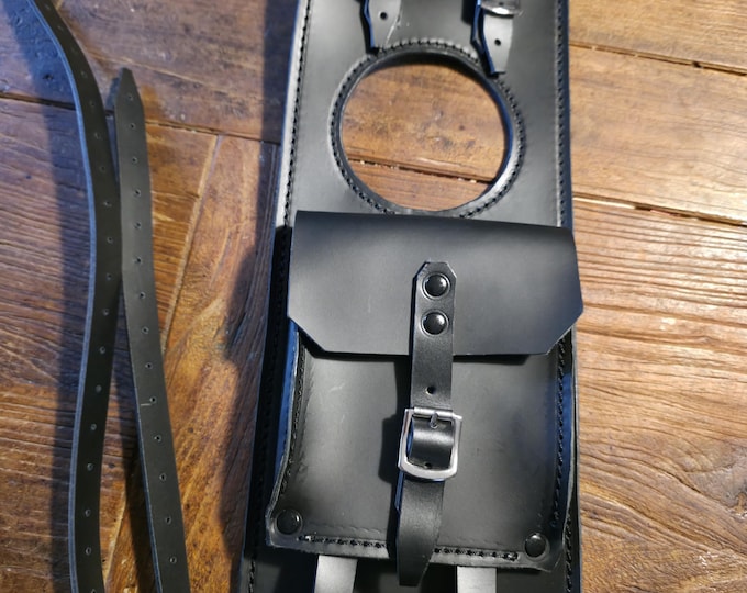 Moto Guzzi V9 fascia serbatoio cuoio nero cuciture grigie