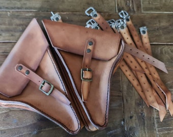 BMW R100 R80 R65 R45 left and right side bags. Natural Tuscan leather. Hand made in Italy.