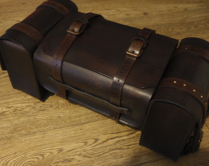 Tris enduro tool bags in leather bmw r80 g/s Paris Dakar