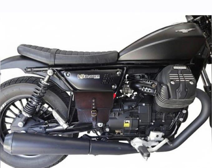 Moto guzzi borsa laterale fianchetto V7 III, V9 V7 850 Cuoio Color NOCE SCURO