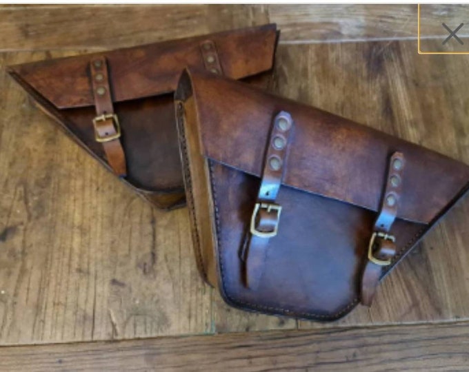 Kawasaki Z series side bags left and right side panel cover. café racer scrambler. Aged medium walnut color