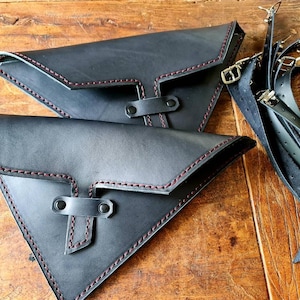BMW K 100 K 75 Cafe Racer Scrambler Frame Saddlebags black with red stitching
