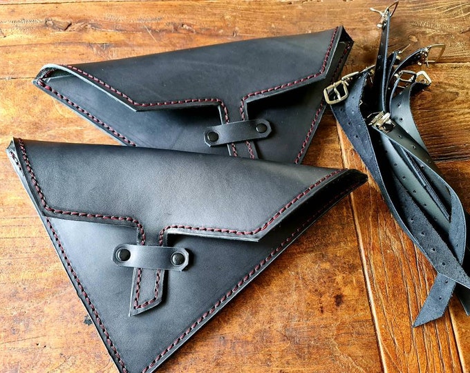 BMW K 100 K 75 Cafe Racer Scrambler Frame Saddlebags black with red stitching