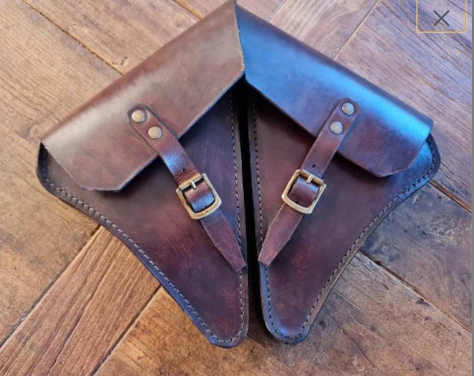 Bmw R series side bags left and right side panel cover. café racer scrambler. Aged dark walnut color. bmw r100 r80 r65 r45