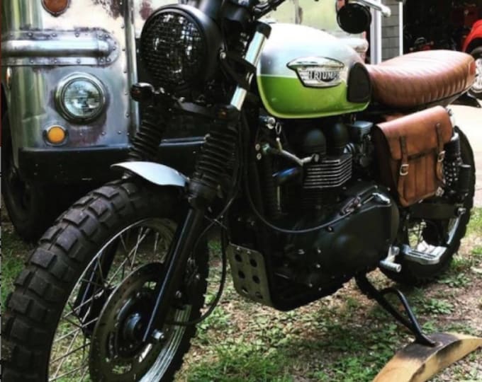 Triumph Bonneville Scrambler left side bag side cover. cafe racer scrambler. Medium aged walnut color