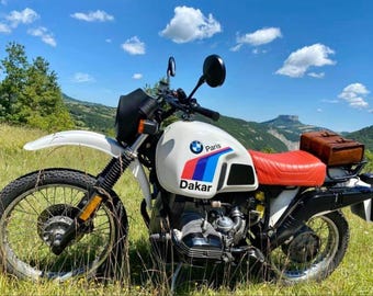 BMW R80 G/S Paris Dakar-väska. Åldrat läder. Handtillverkad i Italien.