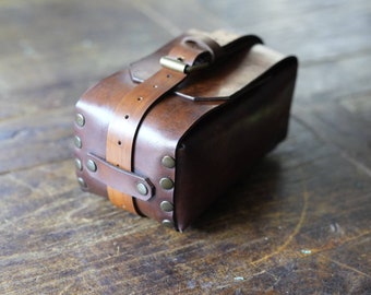 Cafe racer scrambler custom enduro leather tool bag leather tool bag for motorcycle or enduro Totally handmade.