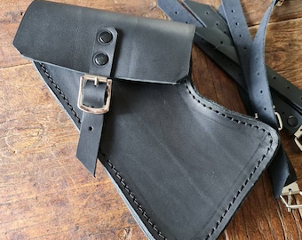 BMW R nine T right side bag. Black leather. All models. Hand-made in Italy.