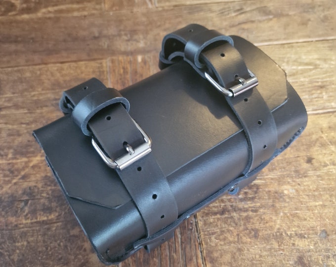 BLACK leather top case for Enduro Honda KTM Yamaha tools.