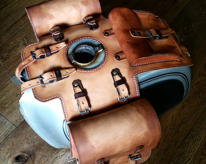 Bmw R100 R80 Tank bags in natural Tuscan leather