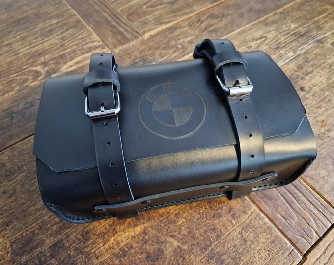 Bmw r60 borsa porta attrezzi in cuoio nero.