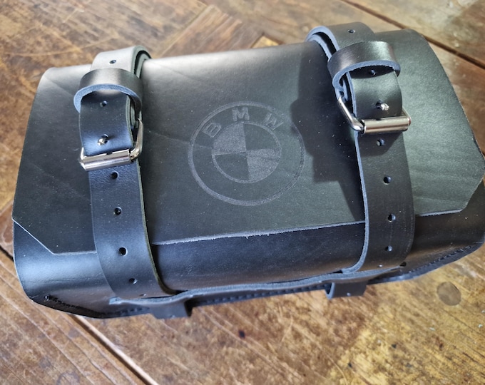 Borsa porta attrezzi enduro in cuoio toscano nero bmw.