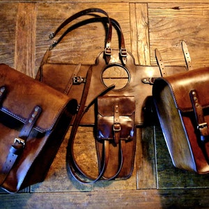 Indian Scout leather tank bags with documents holder cafe racer special scrambler