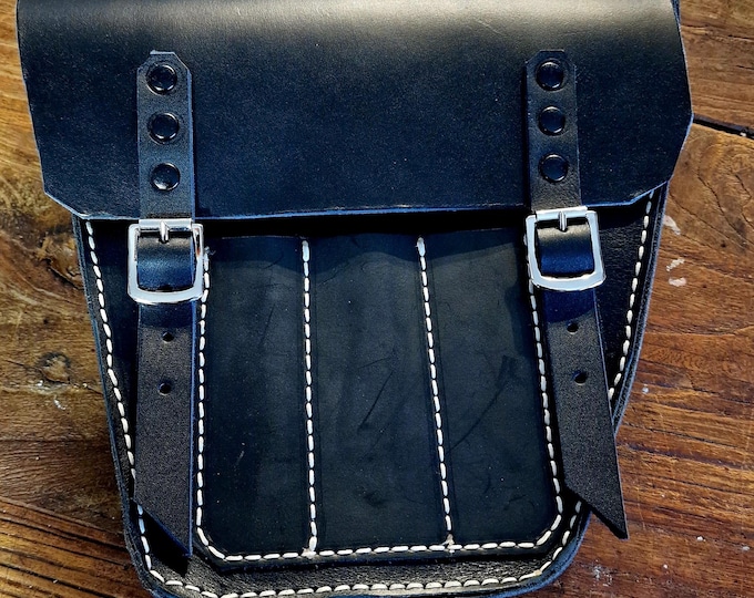Triumph Bonneville Scrambler left side bag. Black. Handmade in Italy.