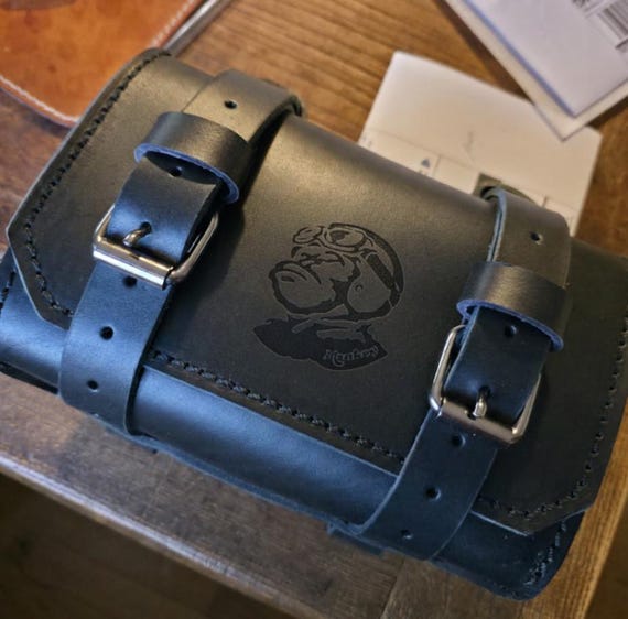 Honda Monkey 125 Top Case. Monkey Logo. Black Tuscan Leather. Hand