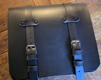 Motorcycle bag. Black leather. Hand-made in Italy.