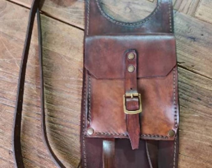 Indian Scout series leather tank belt and documents bag Cafe Racer and Scrambler.