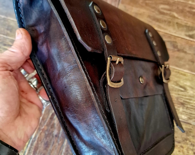 Triumph Bonneville Scrambler left side bag side panel cover. cafe racer scrambler. Dark walnut colour