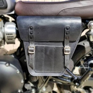 Triumph Bonneville Scrambler Seitentasche links, Seitenabdeckung. Cafe Racer Scrambler. Farbe: Schwarz