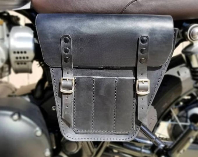 Triumph Bonneville Scrambler left side bag side panel cover. cafe racer scrambler. Black colour