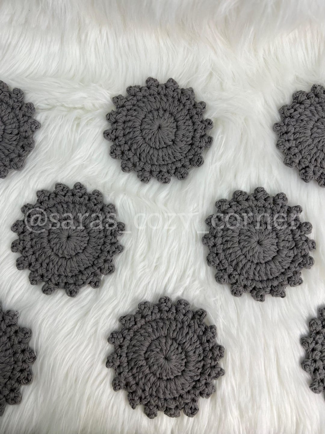 Elegant Grey Crochet Round Coasters Eco-friendly Handmade Cotton ...
