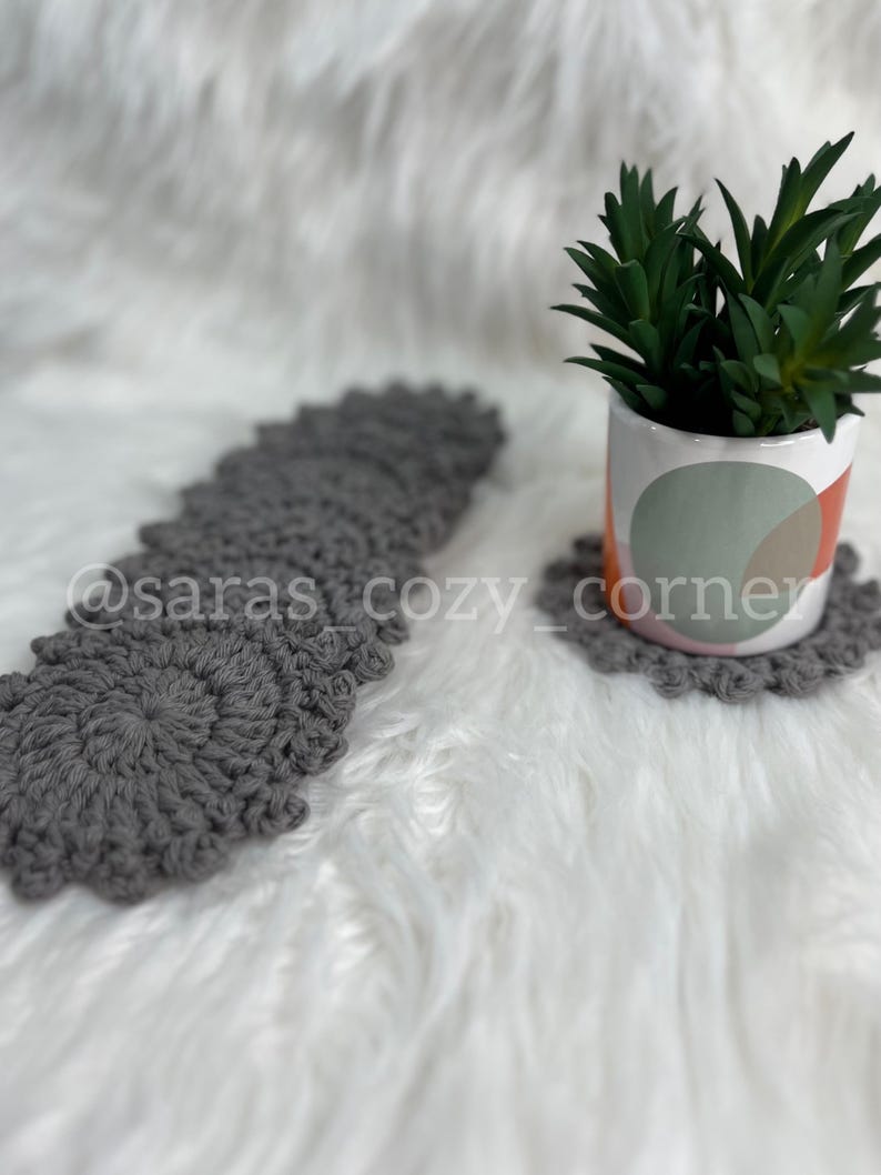 Elegant Grey Crochet Round Coasters Eco-friendly Handmade Cotton ...