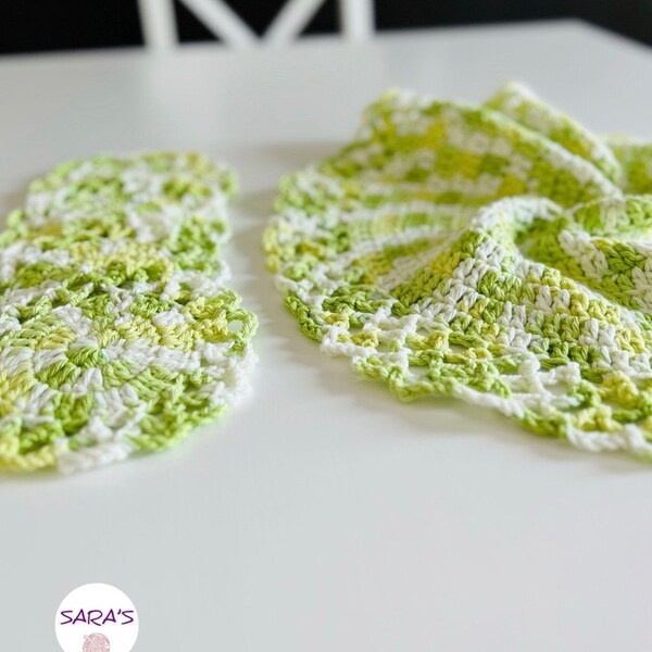 Key lime 7 piece doilies set, crochet table decoration