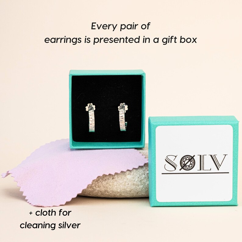 Sterling Silver Tree Bark Open Hoops, Unusual Everyday Jewellery for