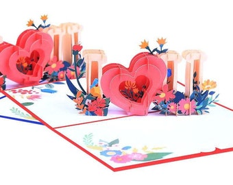 Paper Love 3D Pop Up Card, with Pop up letters "I Love You", For Valentine's Day, Holidays, any special moment, All Occasion, - 5" x 7''