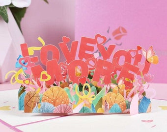 Valentine Day Love 3D Pop Up Card, with Pop up letters "Love You More", , Holidays, any special moment, All Occasion, - 5.5" x 7.5