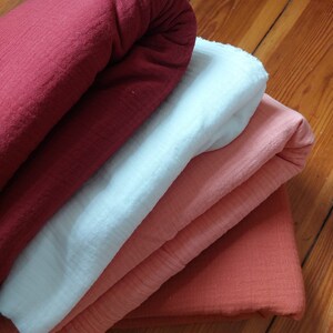 GOTS-certified organic handmade muslin blouse in salmon-rosé image 10
